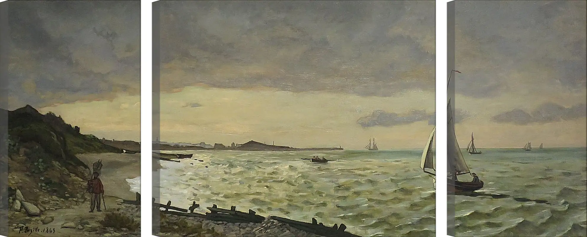 Модульная картина - Beach at Sainte-Adresse. Жан Фредерик Базиль