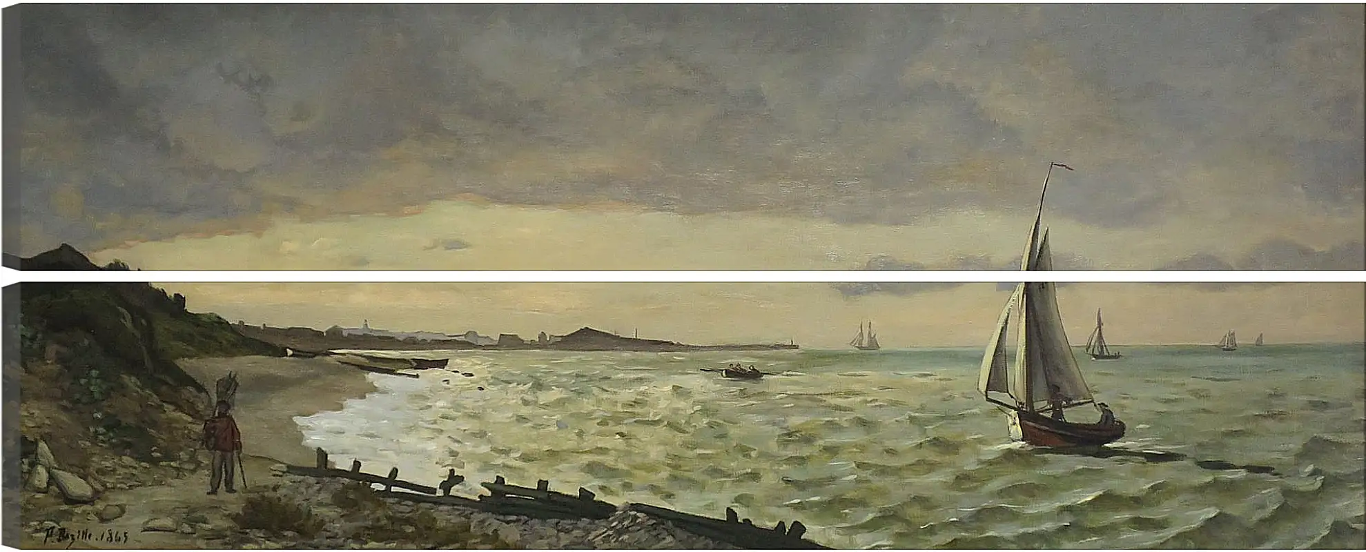 Модульная картина - Beach at Sainte-Adresse. Жан Фредерик Базиль