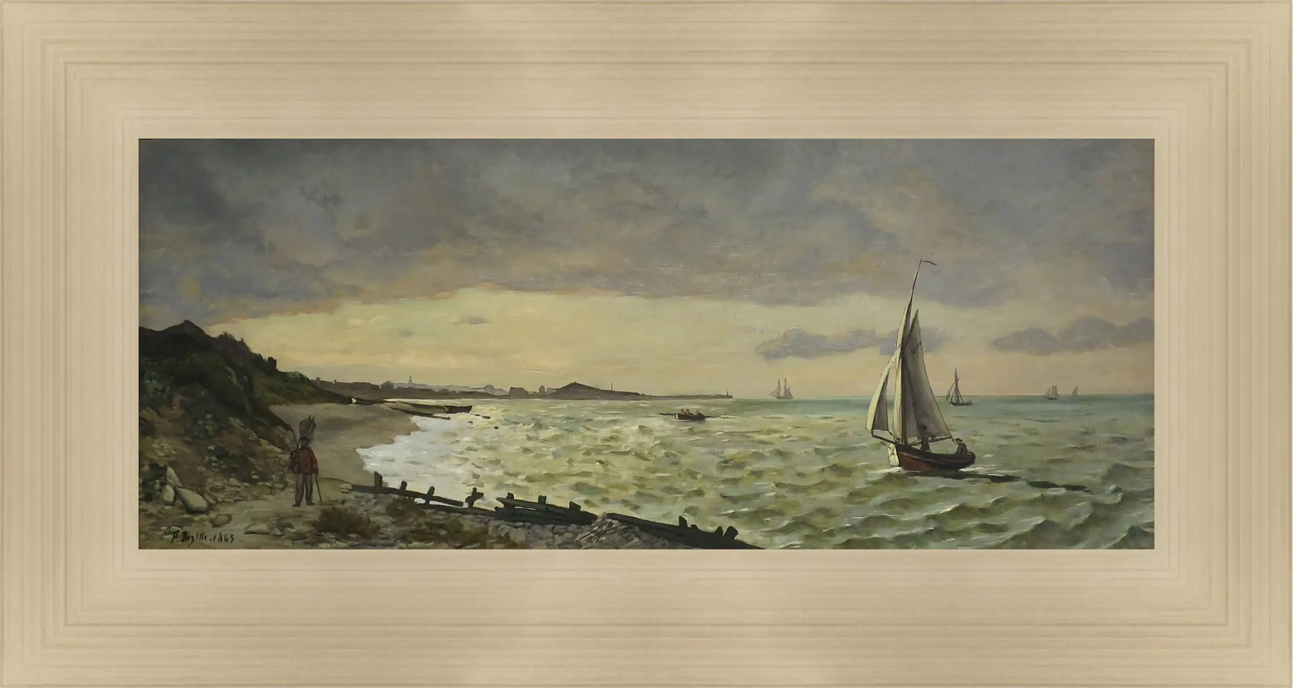 Картина в раме - Beach at Sainte-Adresse. Жан Фредерик Базиль