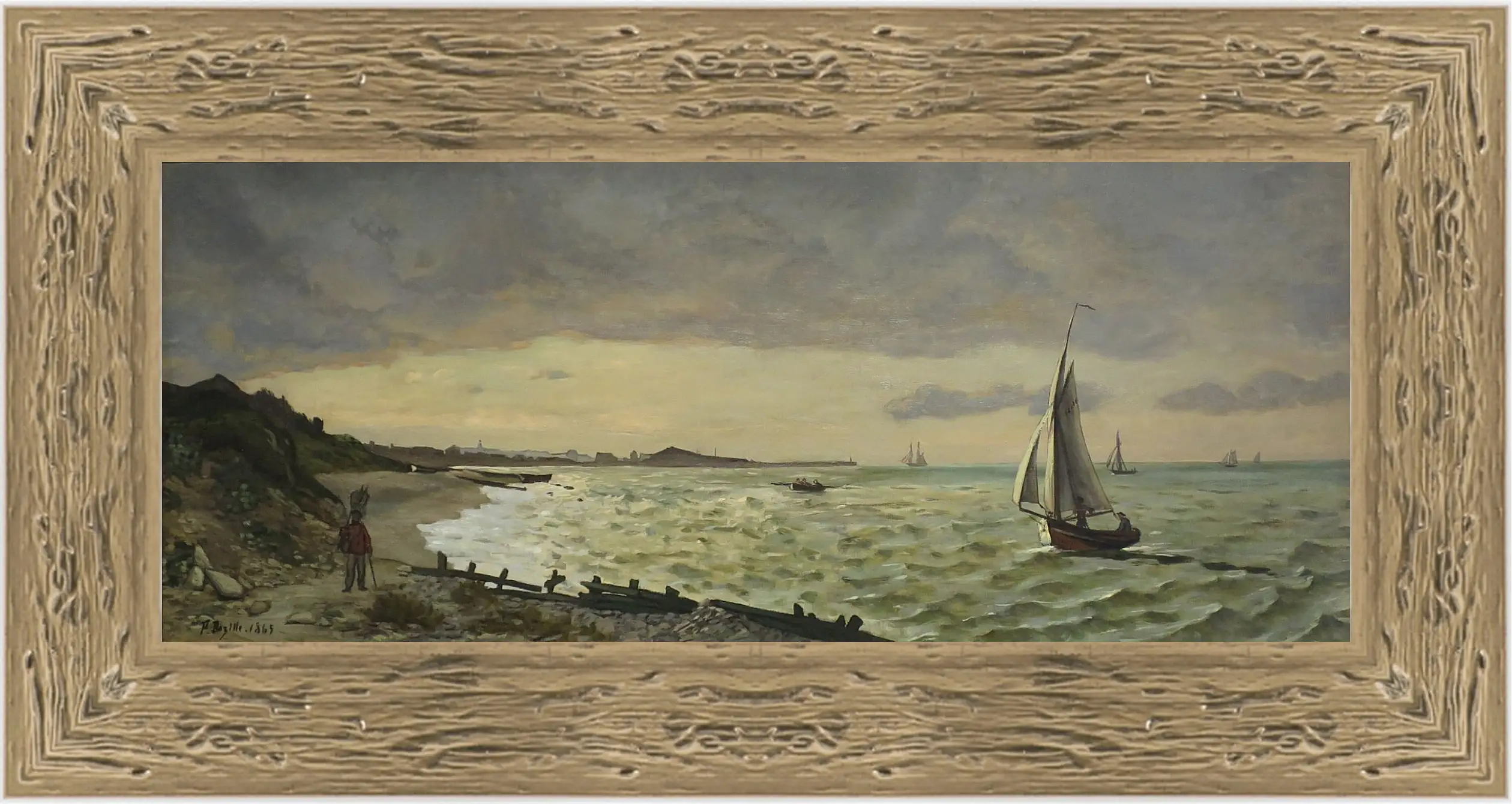 Картина в раме - Beach at Sainte-Adresse. Жан Фредерик Базиль