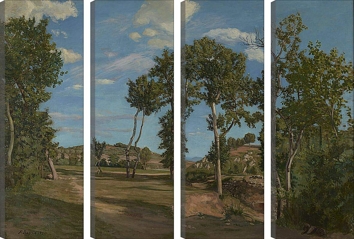 Модульная картина - Landscape on the banks of the Lez. Жан Фредерик Базиль