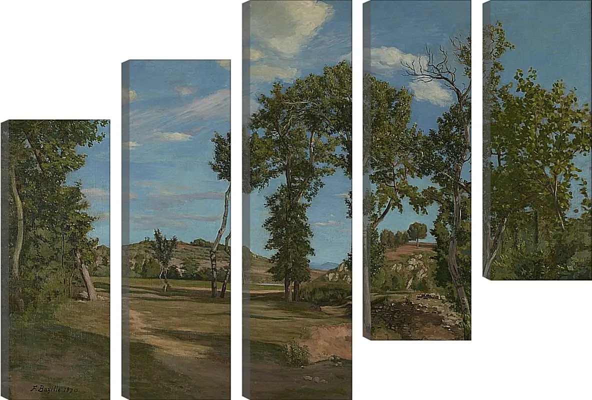 Модульная картина - Landscape on the banks of the Lez. Жан Фредерик Базиль