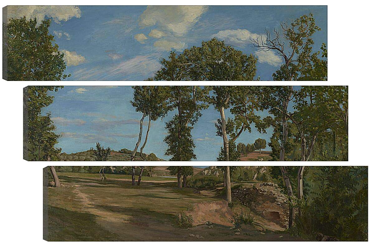 Модульная картина - Landscape on the banks of the Lez. Жан Фредерик Базиль
