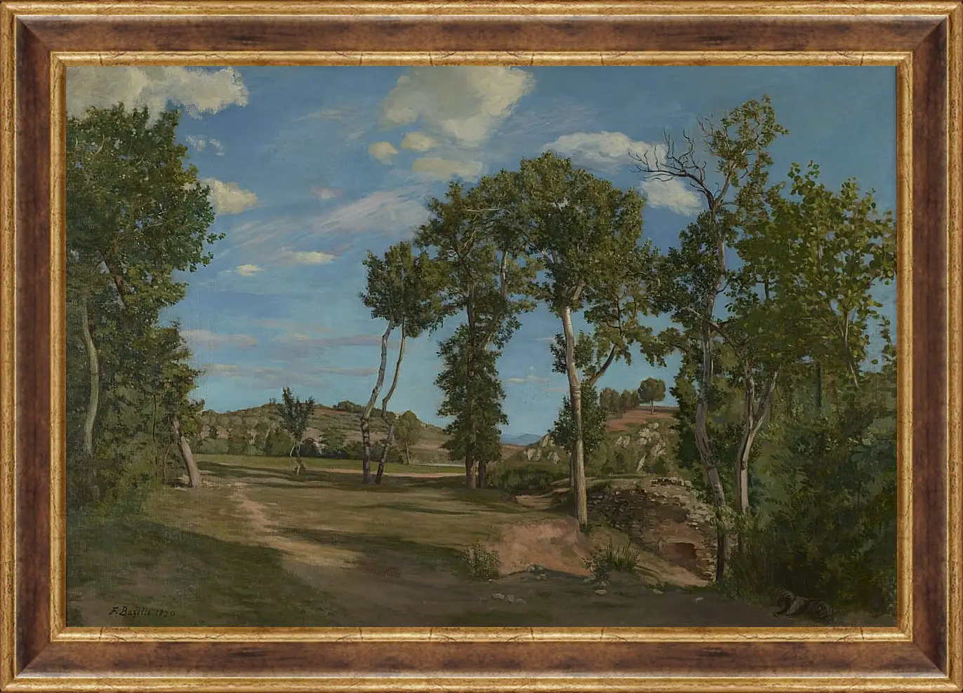 Картина в раме - Landscape on the banks of the Lez. Жан Фредерик Базиль