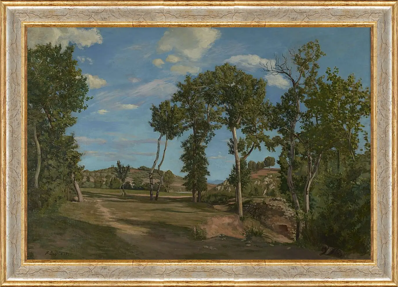 Картина в раме - Landscape on the banks of the Lez. Жан Фредерик Базиль