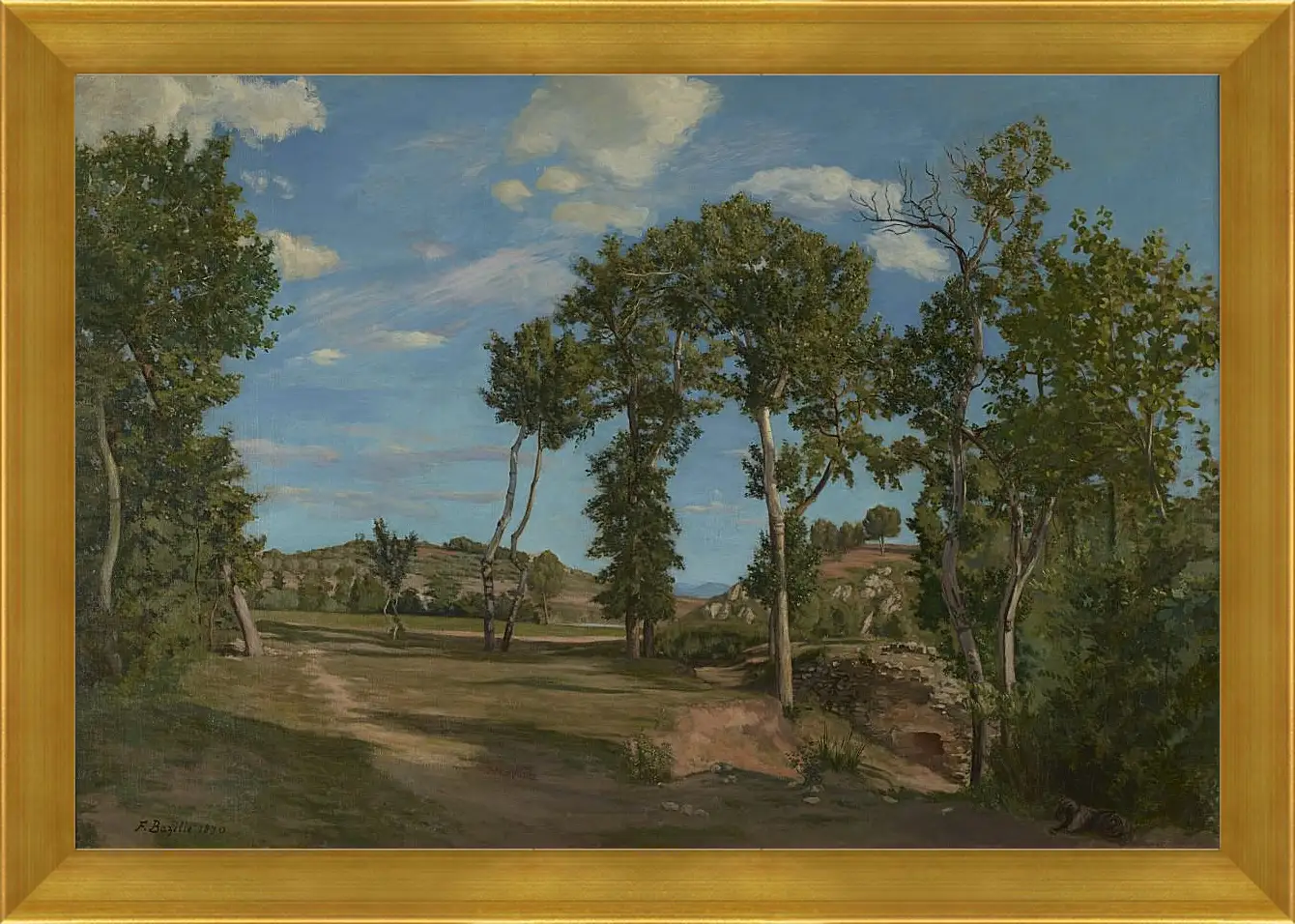 Картина в раме - Landscape on the banks of the Lez. Жан Фредерик Базиль