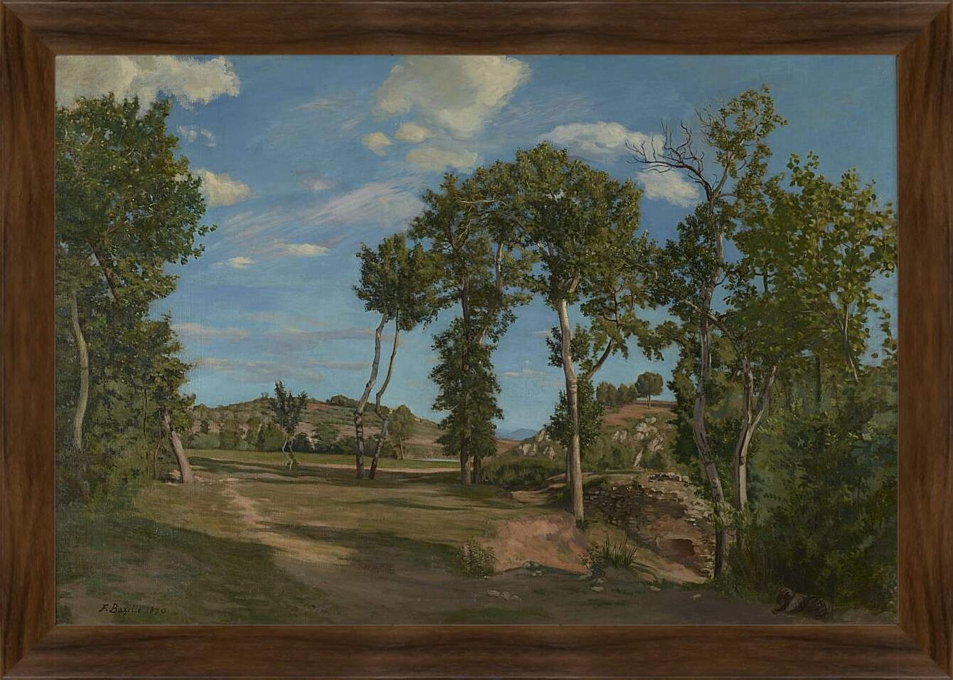 Картина в раме - Landscape on the banks of the Lez. Жан Фредерик Базиль