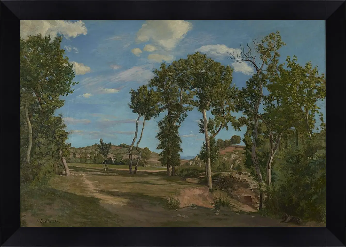 Картина в раме - Landscape on the banks of the Lez. Жан Фредерик Базиль