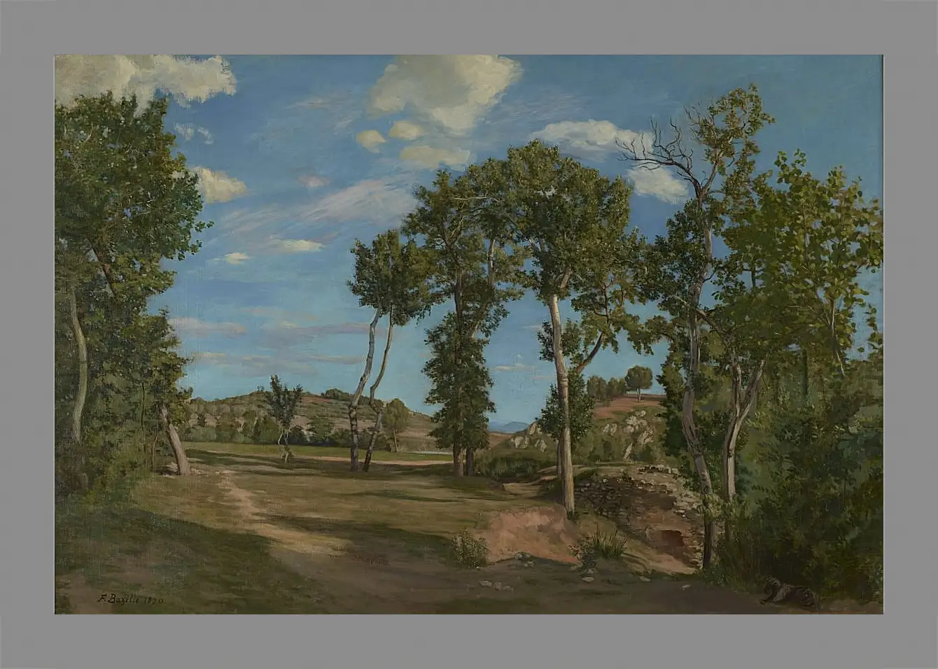 Картина в раме - Landscape on the banks of the Lez. Жан Фредерик Базиль