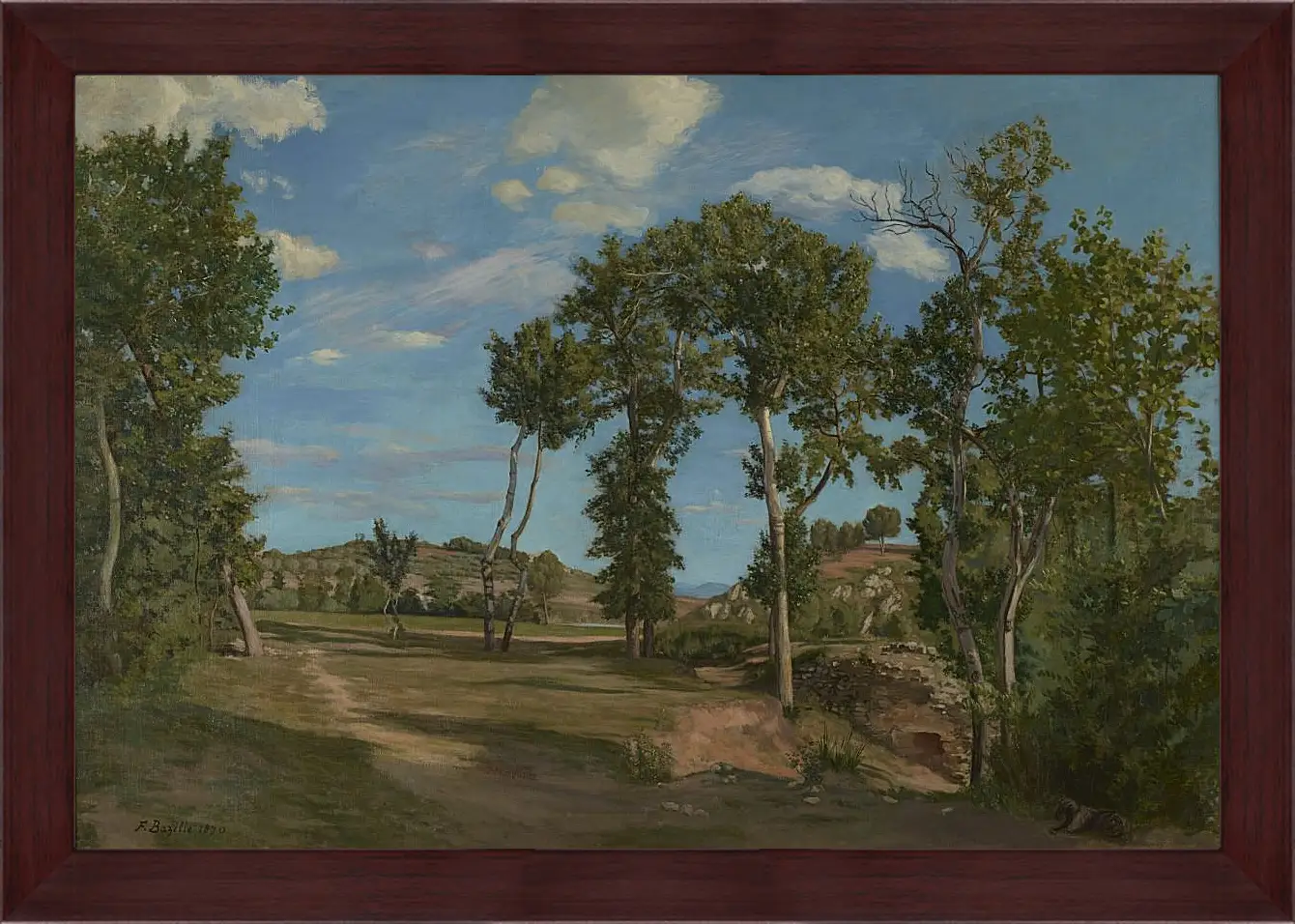 Картина в раме - Landscape on the banks of the Lez. Жан Фредерик Базиль