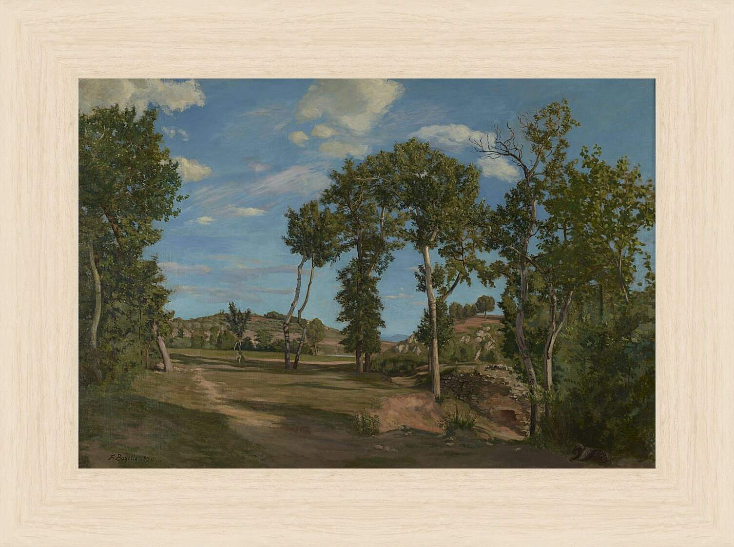 Картина в раме - Landscape on the banks of the Lez. Жан Фредерик Базиль