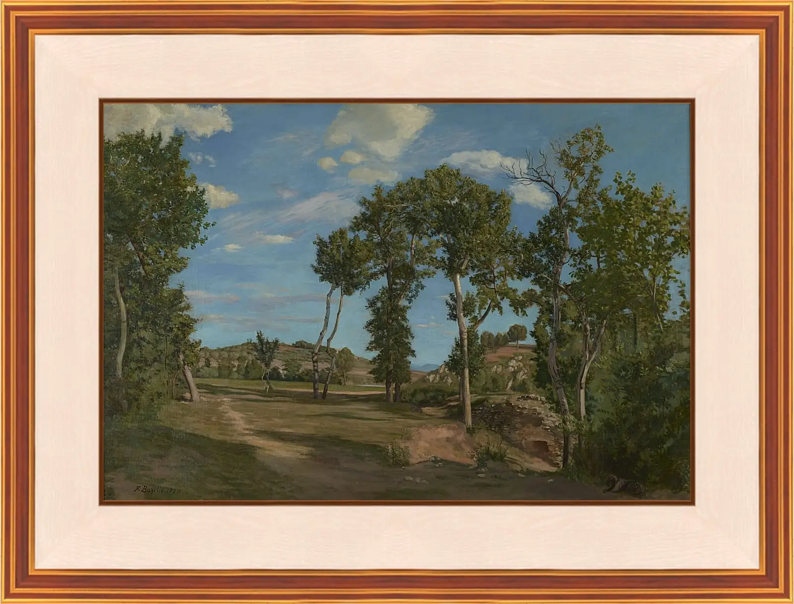 Картина в раме - Landscape on the banks of the Lez. Жан Фредерик Базиль