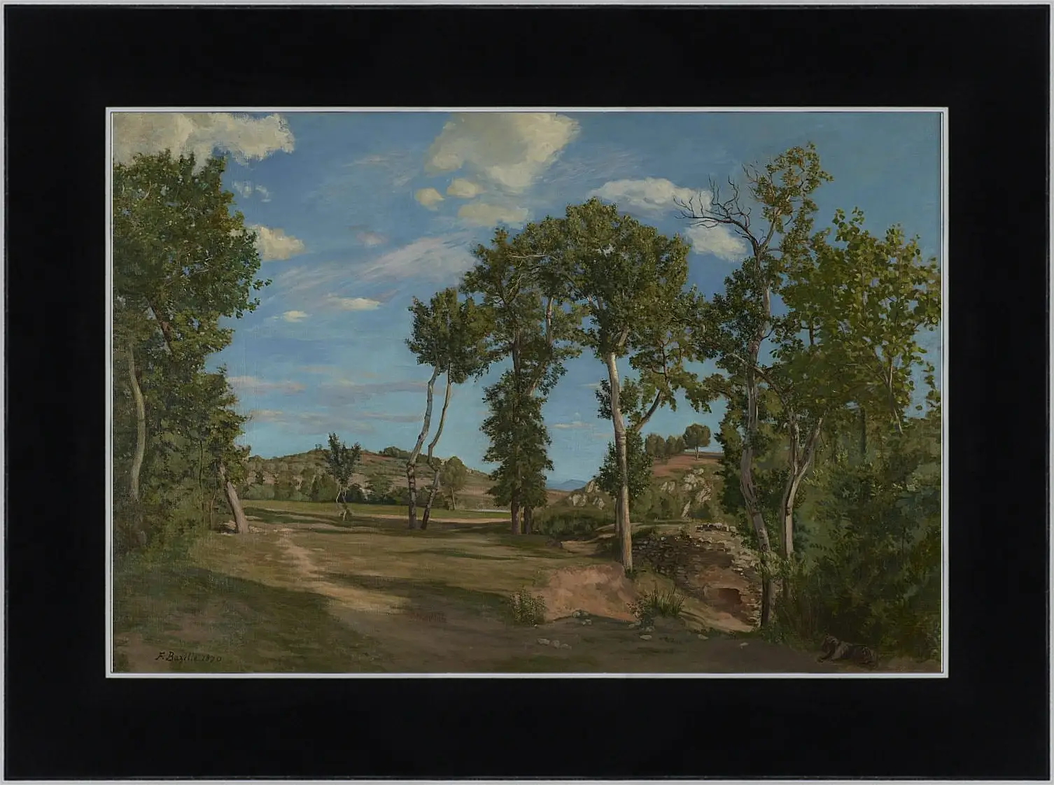 Картина в раме - Landscape on the banks of the Lez. Жан Фредерик Базиль