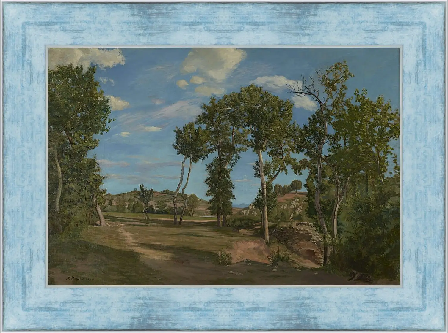 Картина в раме - Landscape on the banks of the Lez. Жан Фредерик Базиль