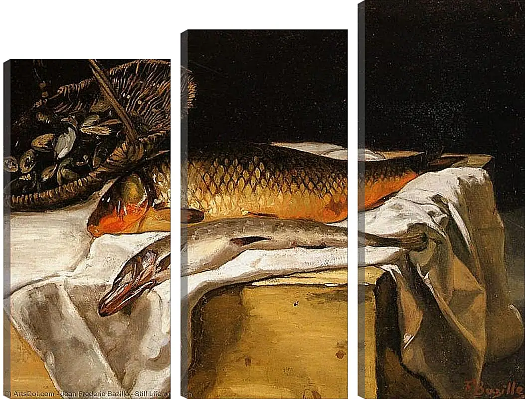 Модульная картина - Still Life with Fish. Жан Фредерик Базиль