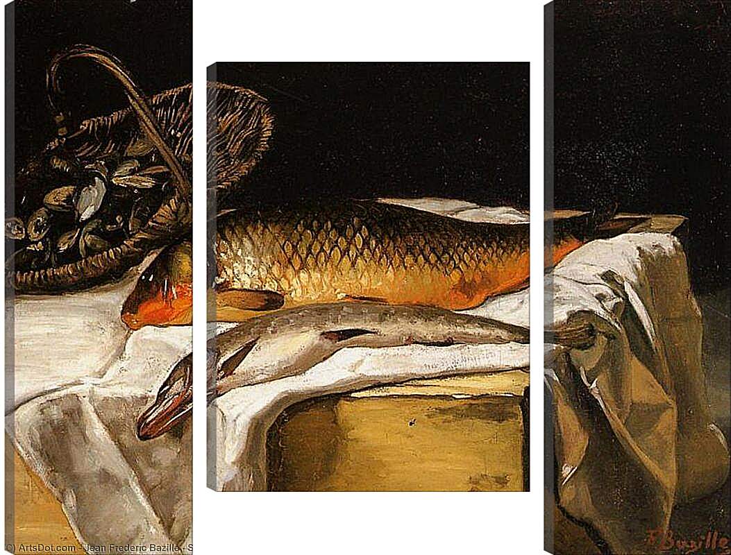 Модульная картина - Still Life with Fish. Жан Фредерик Базиль