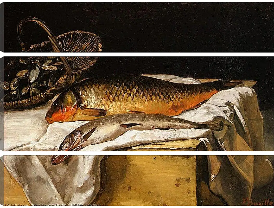 Модульная картина - Still Life with Fish. Жан Фредерик Базиль