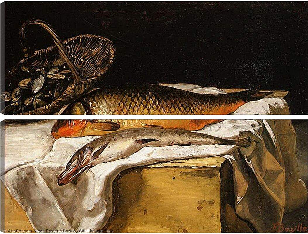 Модульная картина - Still Life with Fish. Жан Фредерик Базиль