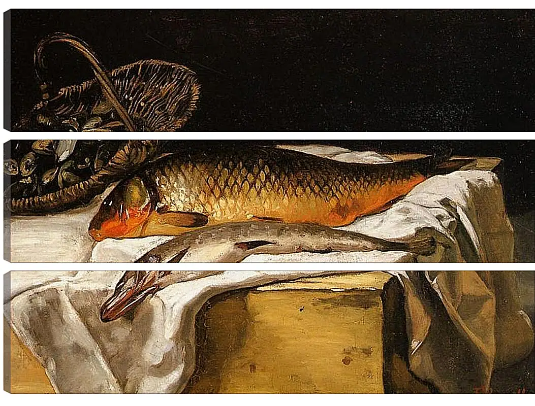 Модульная картина - Still Life with Fish. Жан Фредерик Базиль