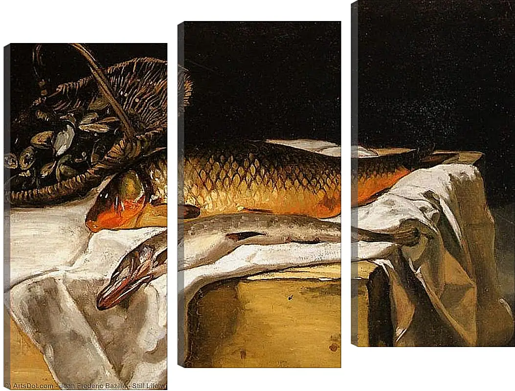 Модульная картина - Still Life with Fish. Жан Фредерик Базиль