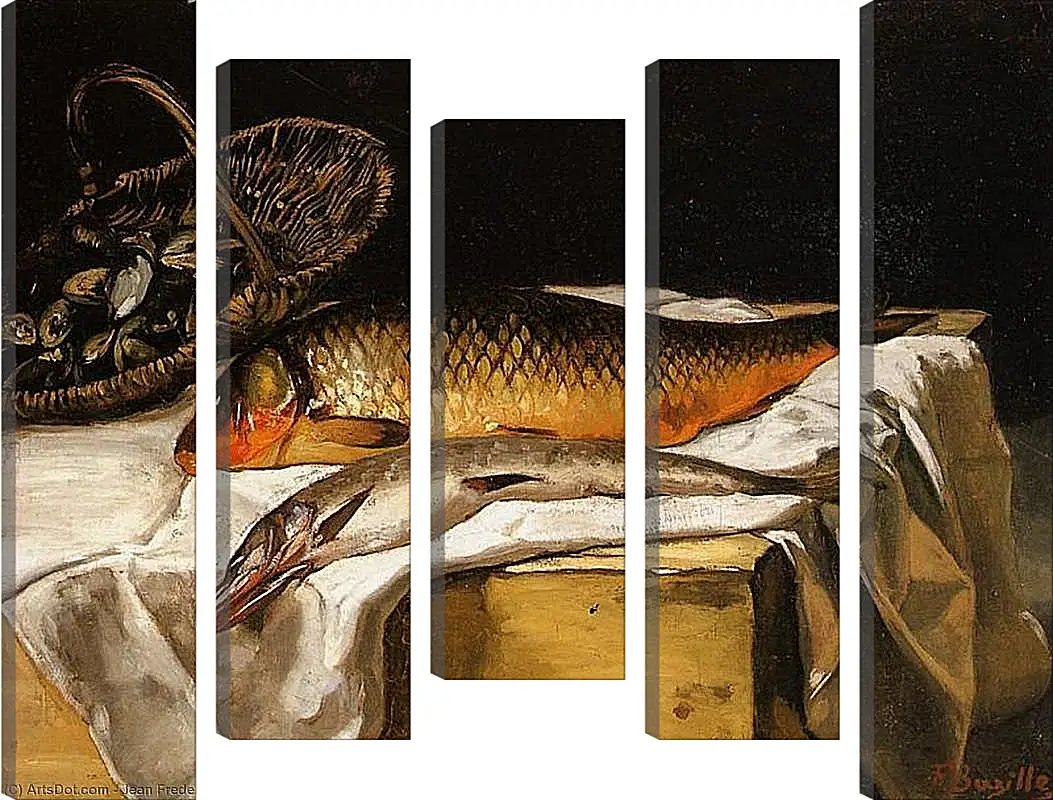 Модульная картина - Still Life with Fish. Жан Фредерик Базиль