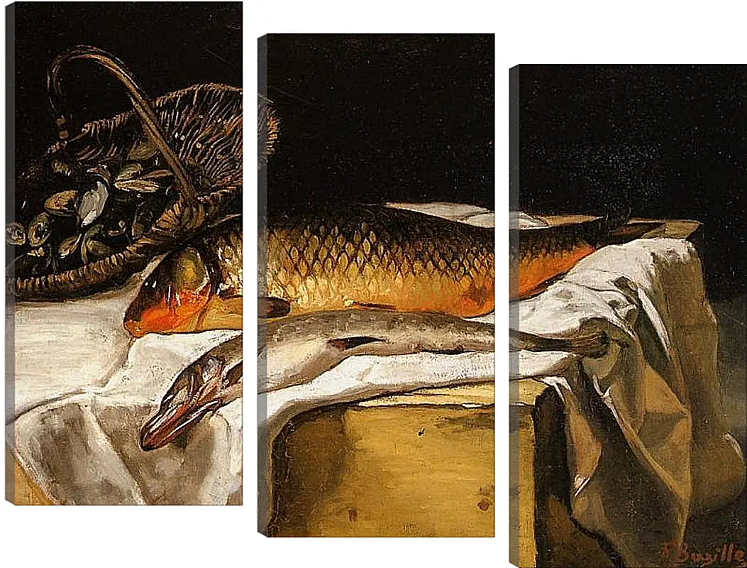 Модульная картина - Still Life with Fish. Жан Фредерик Базиль