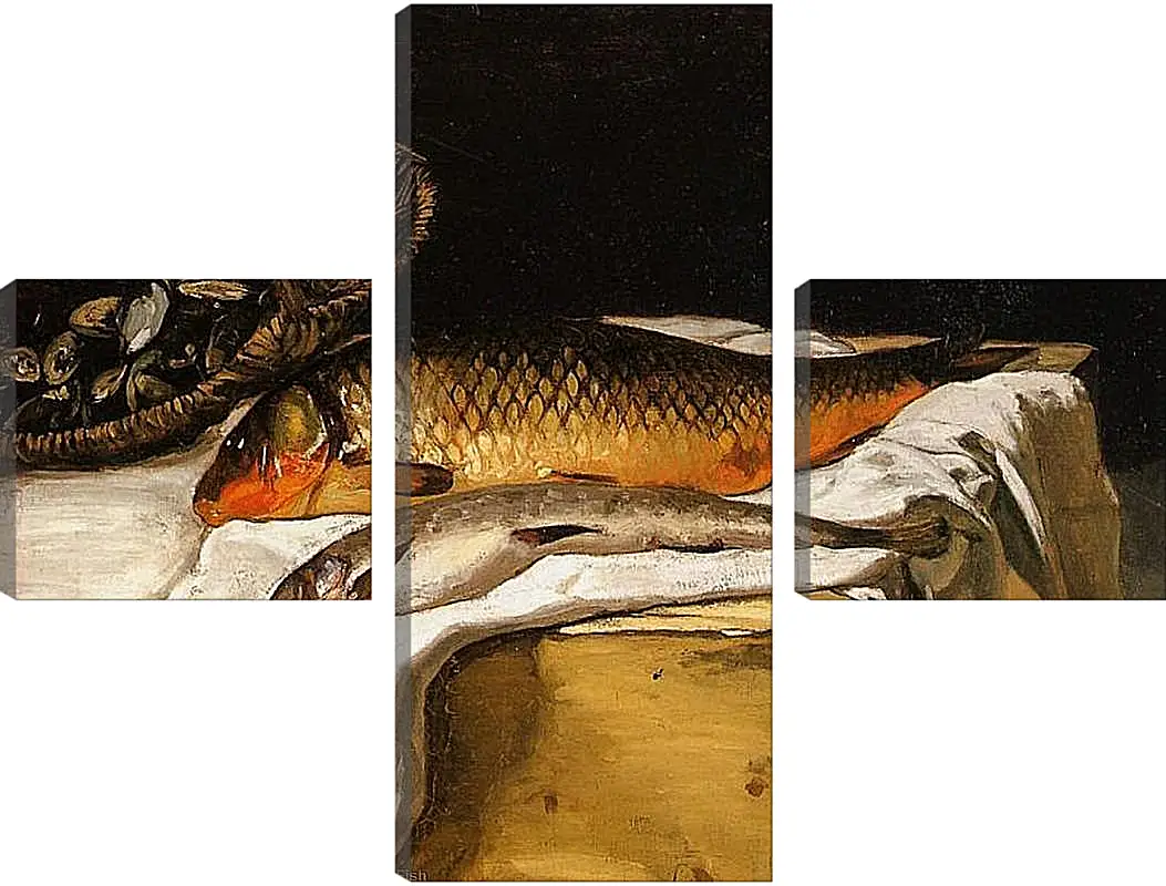 Модульная картина - Still Life with Fish. Жан Фредерик Базиль