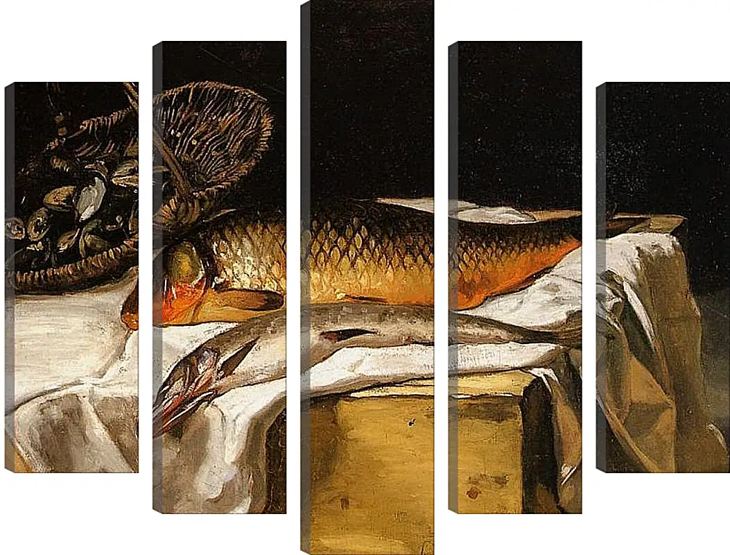 Модульная картина - Still Life with Fish. Жан Фредерик Базиль