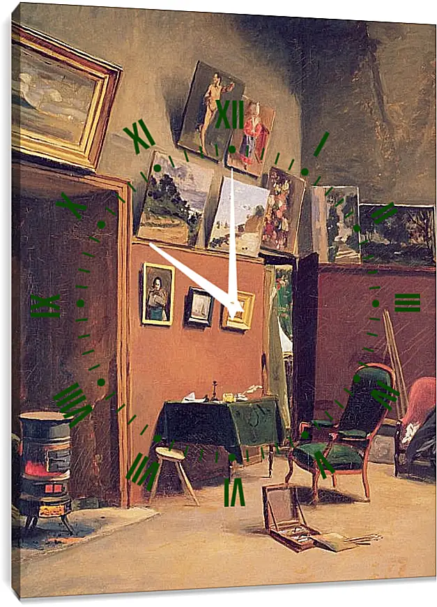 Часы картина - Studio in the rue de Furstenberg. Жан Фредерик Базиль