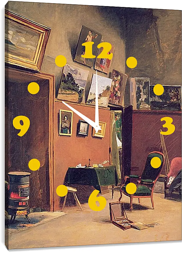 Часы картина - Studio in the rue de Furstenberg. Жан Фредерик Базиль