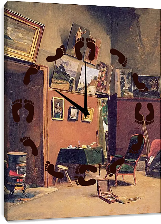 Часы картина - Studio in the rue de Furstenberg. Жан Фредерик Базиль