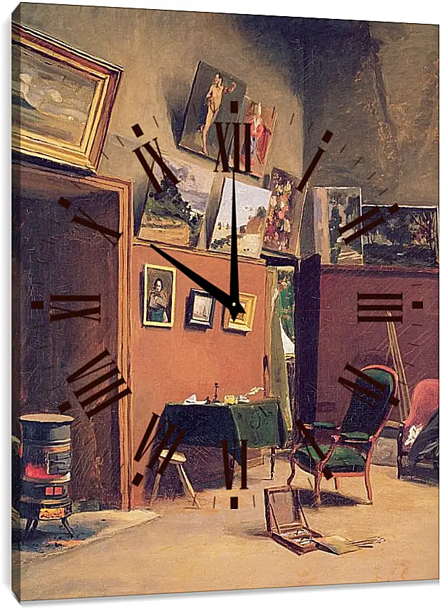 Часы картина - Studio in the rue de Furstenberg. Жан Фредерик Базиль