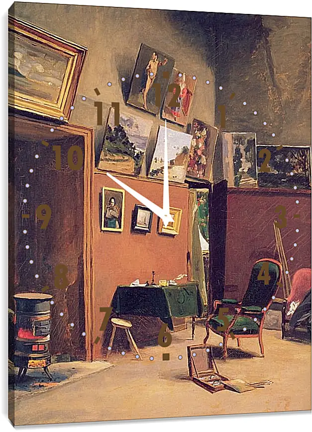 Часы картина - Studio in the rue de Furstenberg. Жан Фредерик Базиль