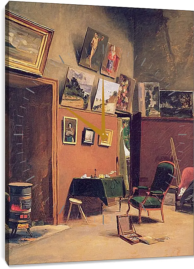 Часы картина - Studio in the rue de Furstenberg. Жан Фредерик Базиль