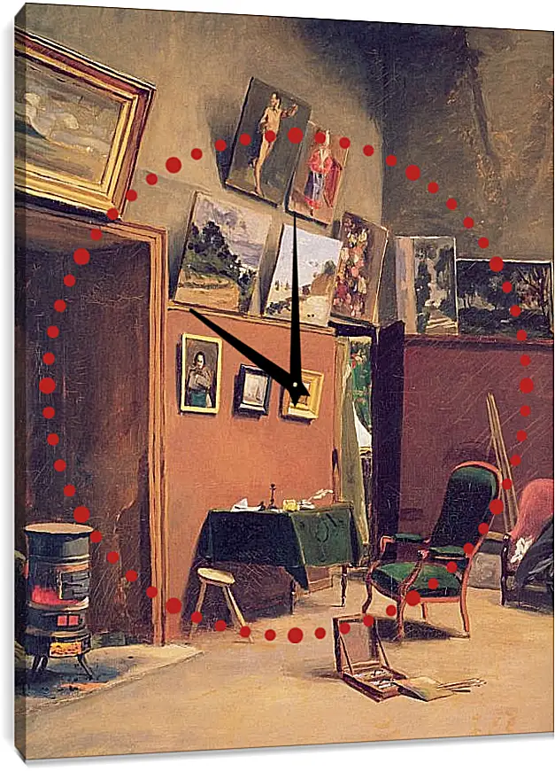 Часы картина - Studio in the rue de Furstenberg. Жан Фредерик Базиль