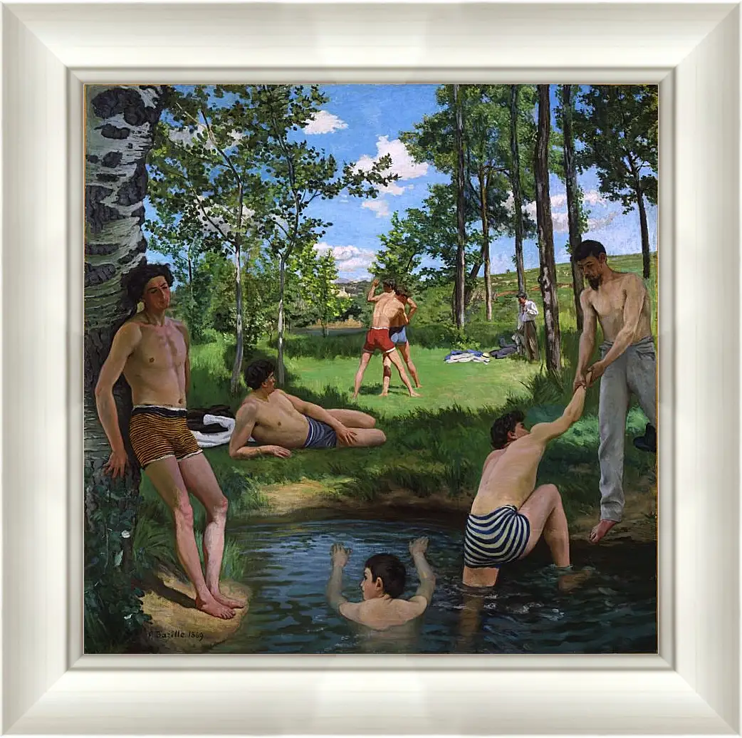 Картина в раме - Купальщики. Жан Фредерик Базиль