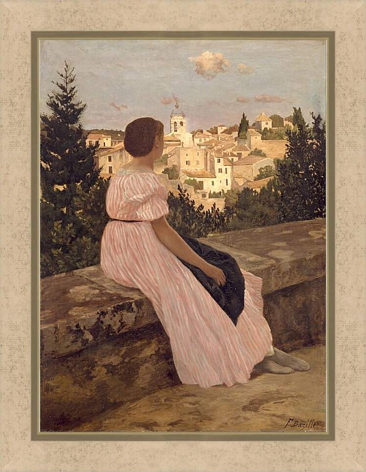 Картина в раме - Розовое платье. Жан Фредерик Базиль