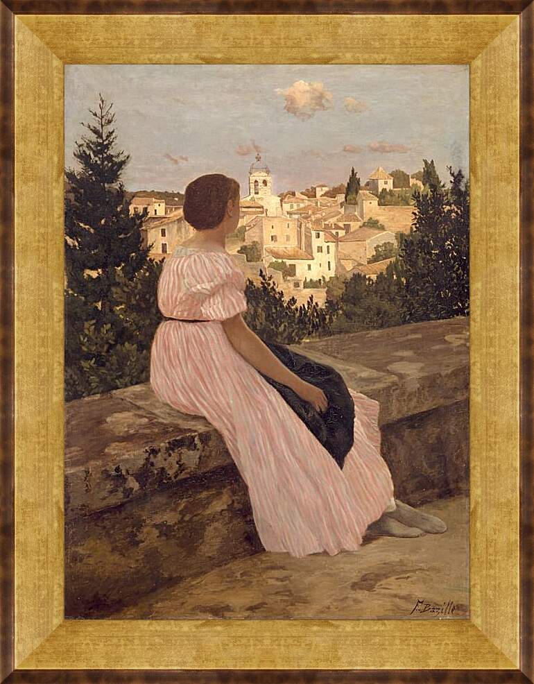 Картина в раме - Розовое платье. Жан Фредерик Базиль