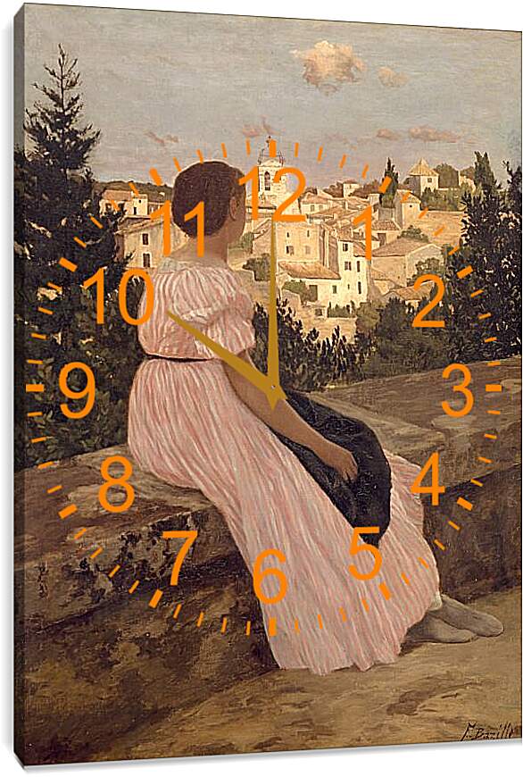 Часы картина - Розовое платье. Жан Фредерик Базиль