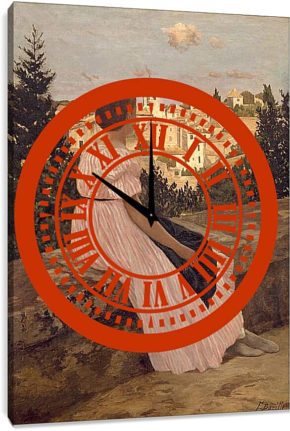 Часы картина - Розовое платье. Жан Фредерик Базиль