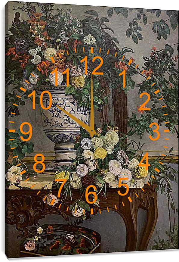Часы картина - Цветы. Жан Фредерик Базиль