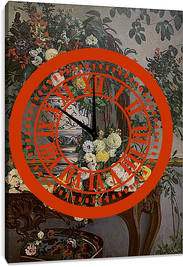 Часы картина - Цветы. Жан Фредерик Базиль