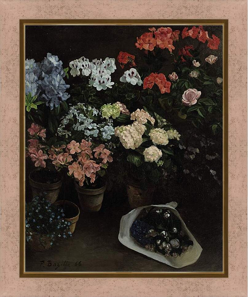 Картина в раме - Этюд с цветами. Жан Фредерик Базиль