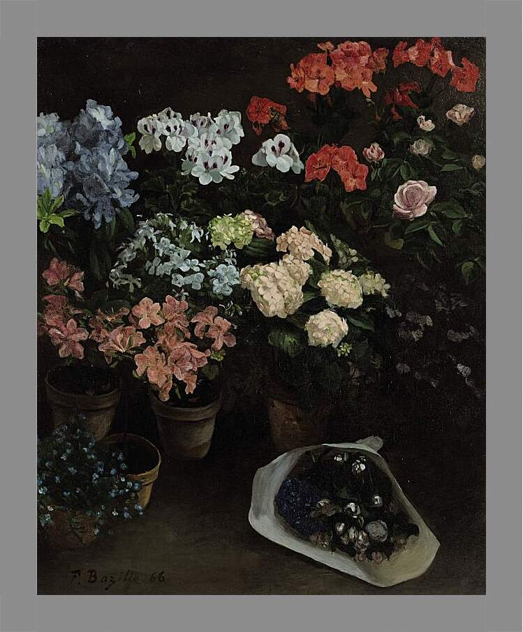Картина в раме - Этюд с цветами. Жан Фредерик Базиль