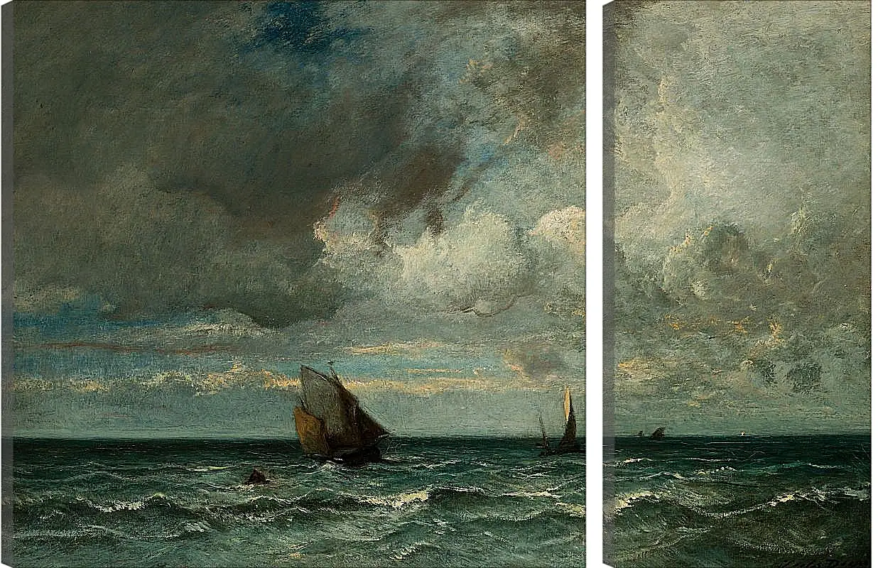 Модульная картина - Barks Fleeing Before the Storm. Жюль Дюпре