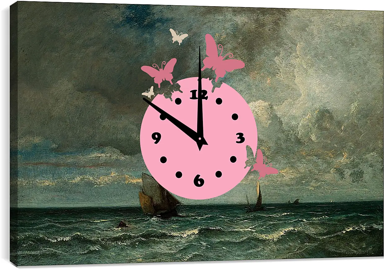 Часы картина - Barks Fleeing Before the Storm. Жюль Дюпре