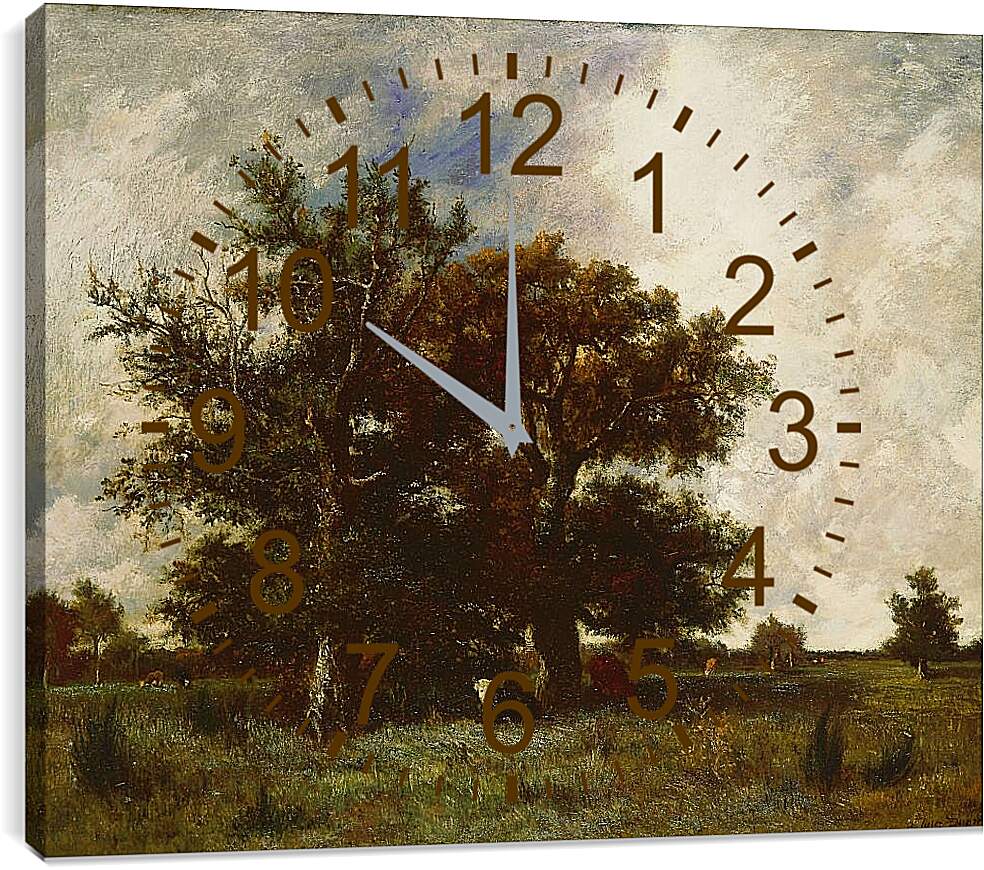 Часы картина - Fontainebleau Oaks. Жюль Дюпре