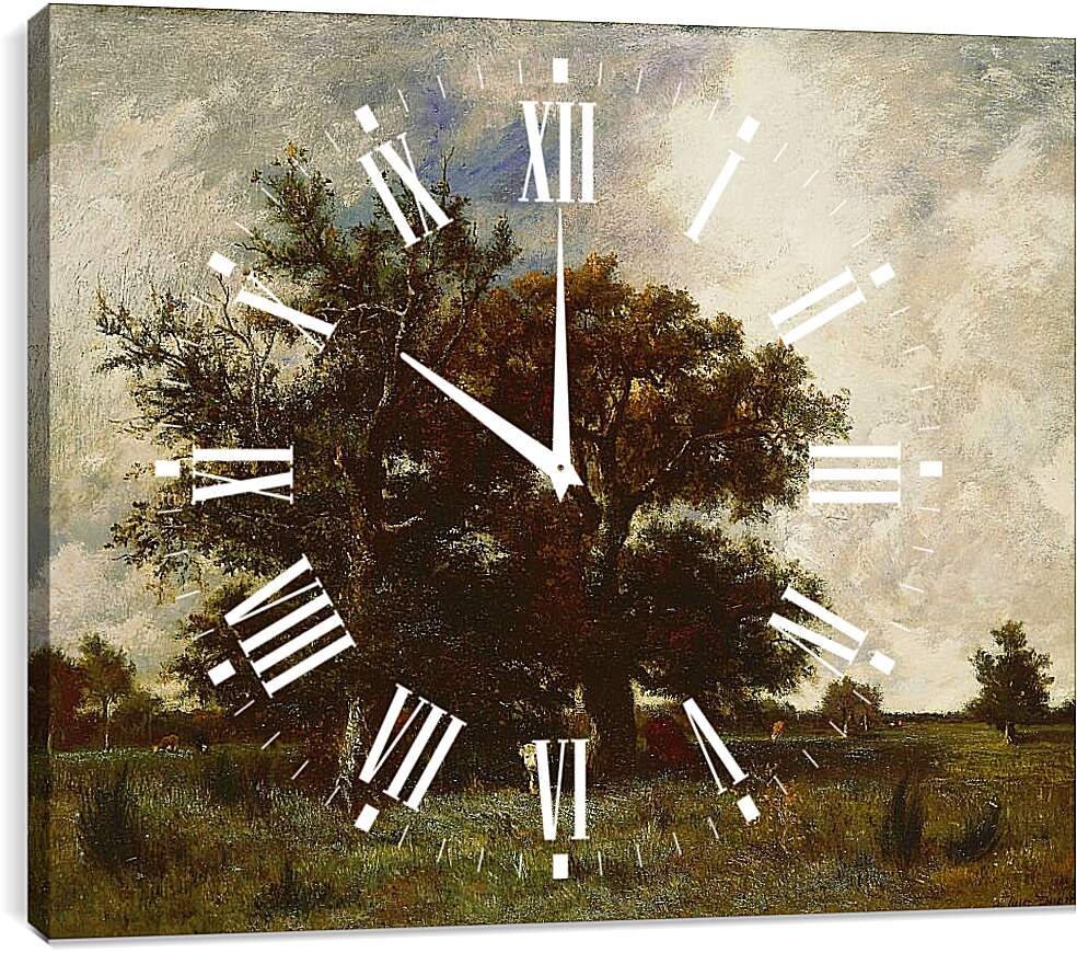 Часы картина - Fontainebleau Oaks. Жюль Дюпре