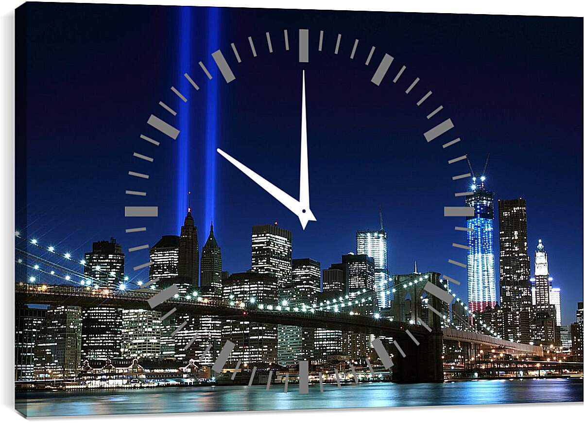 Часы картина - Бруклинский мост ночью