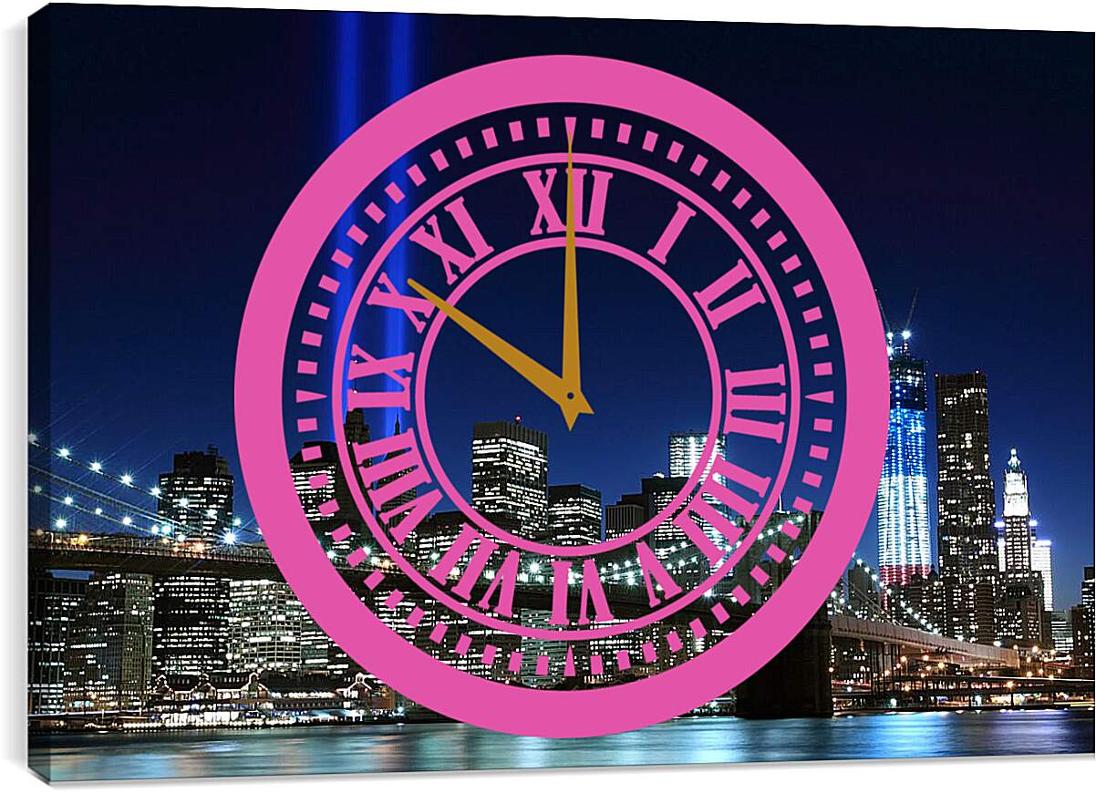 Часы картина - Бруклинский мост ночью